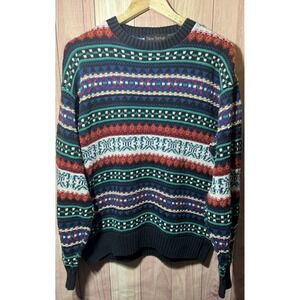 Vintage New Yorker Sweater Mens Medium Isle Geometric Chunky Knit Y2K Cable Knit